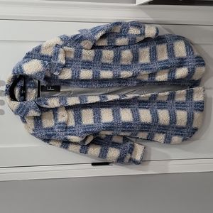Lulu's Blue Plaid Shearling Coat